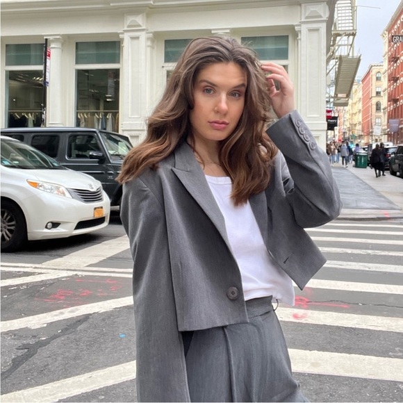 DJERF AVENUE IT Blazer Gray Size L - Picture 3 of 9